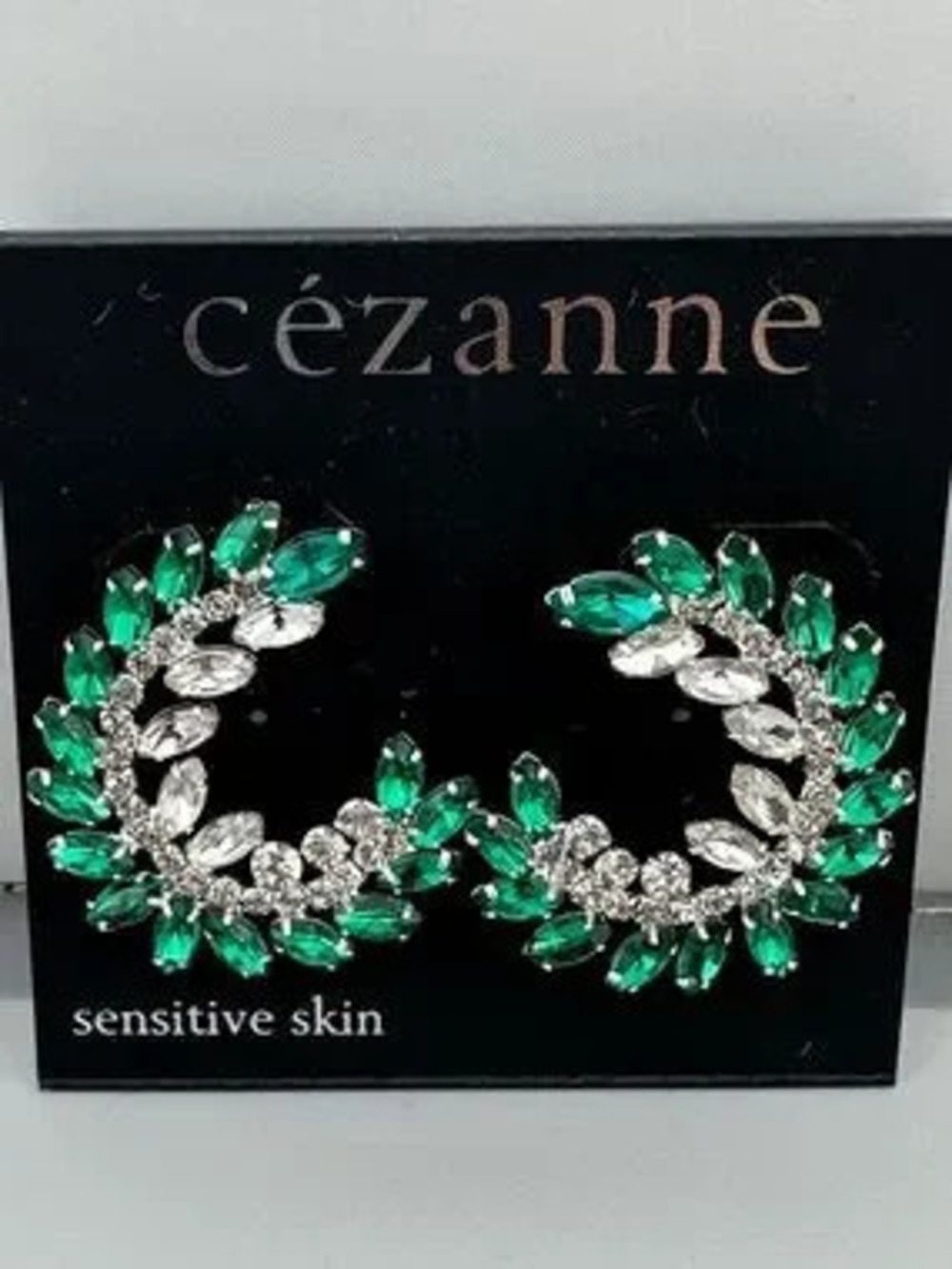 czanne Green and Clear Crystal Leaf Wreath Earrings